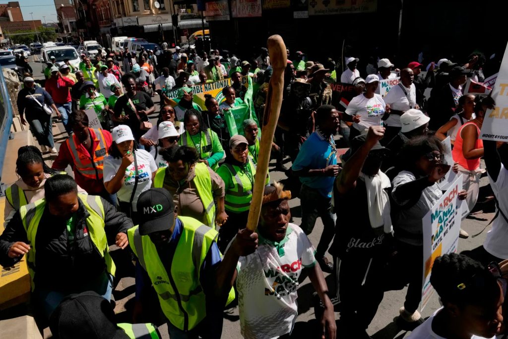 Photo Credits: South Africans protest against illegal migration, in Johannesburg, South Africa, Wednesday, April 29, 2026. (AP/Themba Hadebe)